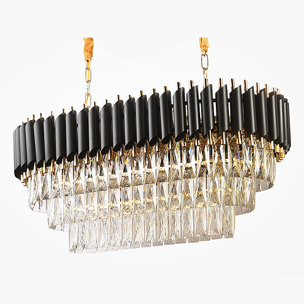 Люстра Empire Black Rectangular Chandelier Crystal Черный Золотой Прозрачный в Перми | Loft Concept 