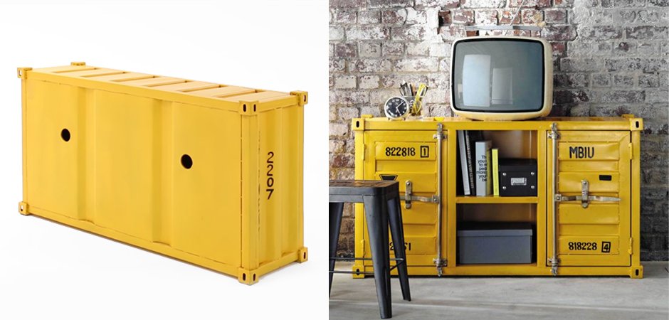 ТВ тумба морской контейнер Loft TV container yellow ТВ тумба морской контейнер Loft TV container yellow - Loft-Concept в Перми