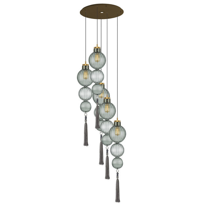 Люстра Heathfield Lighting - Medina Circle 5 Chandelier Хром Латунь Прозрачный Коричневый Голубой в Перми | Loft Concept 