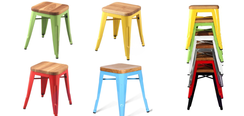 Кухонный стул Tolix Wood Seat Stool Кухонный стул Tolix Wood Seat Stool - Loft-Concept в Перми