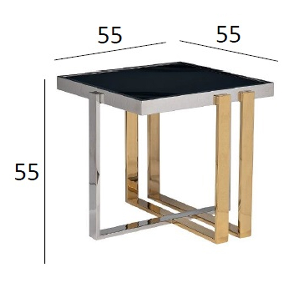 Столик журнальный квадратный с основанием в оттенках хром и золото Harmony Color and Shapes в Перми