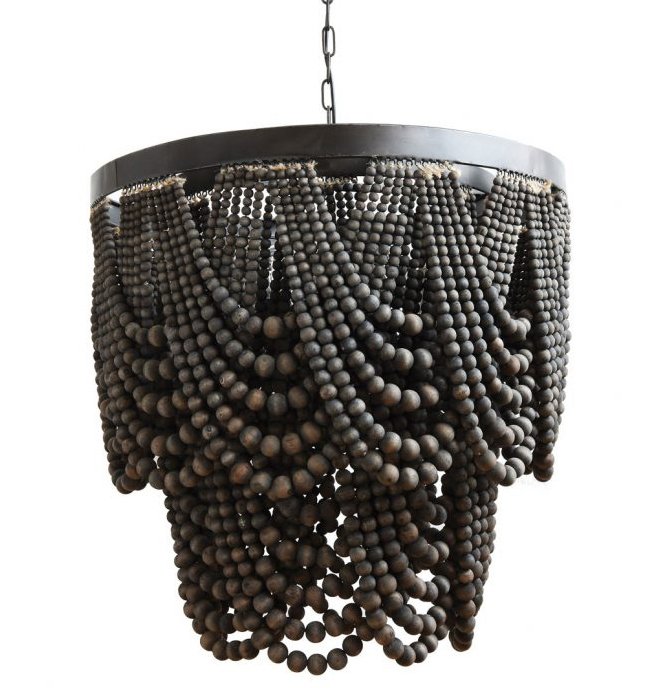 Люстра Amelia Wood Bead Chandelier Черный Коричневый в Перми | Loft Concept 