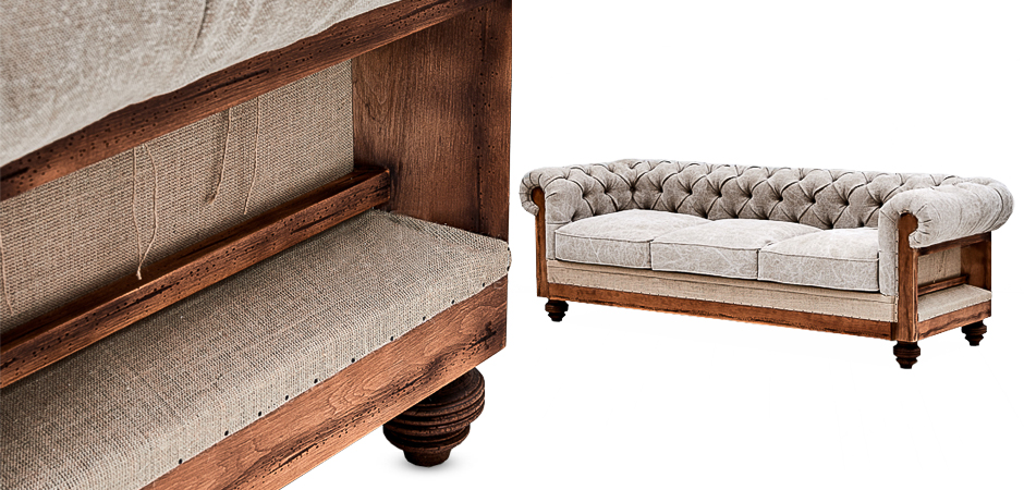 Диван Deconstructed Chesterfield Sofa Triple Gray Диван Deconstructed Chesterfield Sofa Triple Gray - Loft-Concept в Перми