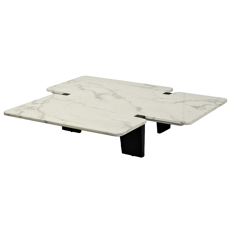 Кофейный стол Lewys Marble Coffee Table Белый Мрамор Bianco Коричневый в Перми | Loft Concept 