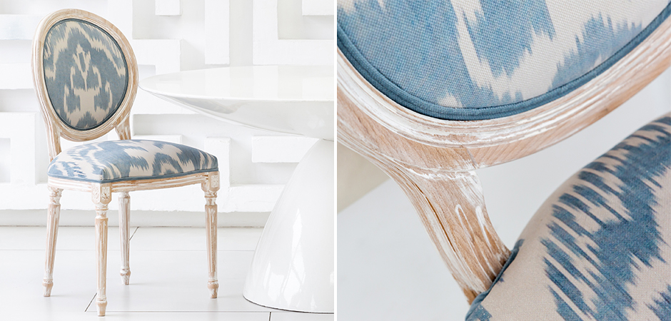 Мягкий стул со светло-голубым узором Ikat Pattern Мягкий стул со светло-голубым узором Ikat Pattern - Loft-Concept в Перми
