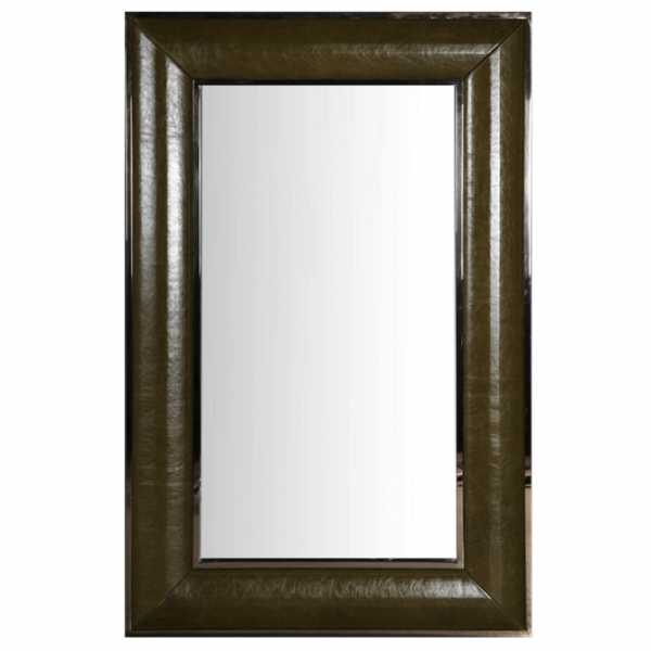 Зеркало настенное Leather Lux Mirror Square Oliva Оливковый в Перми | Loft Concept 