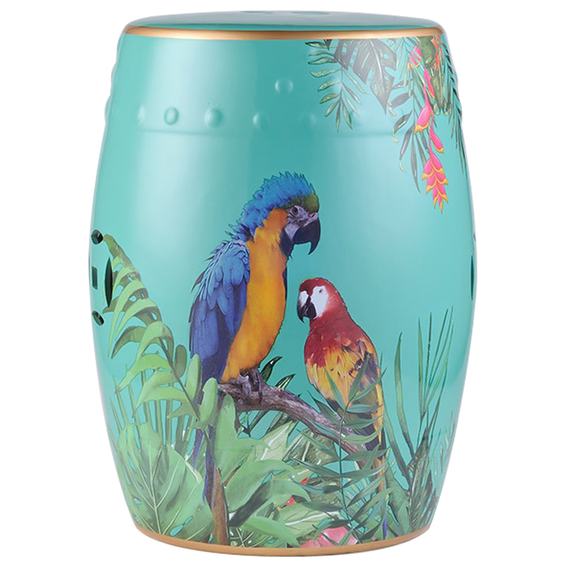 Керамический табурет Parrots Tropical Animal Ceramic Stool Turquoise Бирюзовый Мульти в Перми | Loft Concept 