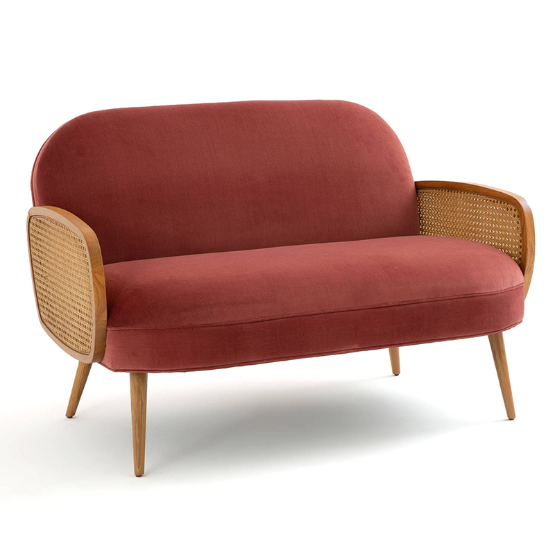 Диван Morten Wicker Crimson Sofa Малиновый Малиновый (Crimson) в Перми | Loft Concept 