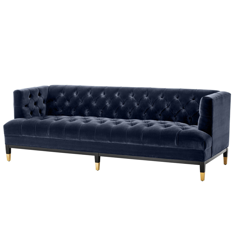 Диван Eichholtz Sofa Castelle midnight blue Темно-синий Черный Латунь в Перми | Loft Concept 