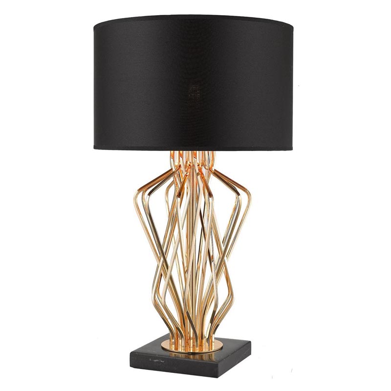 Настольная лампа Lester Table Lamp Черный Мрамор Nero Глянцевое золото в Перми | Loft Concept 