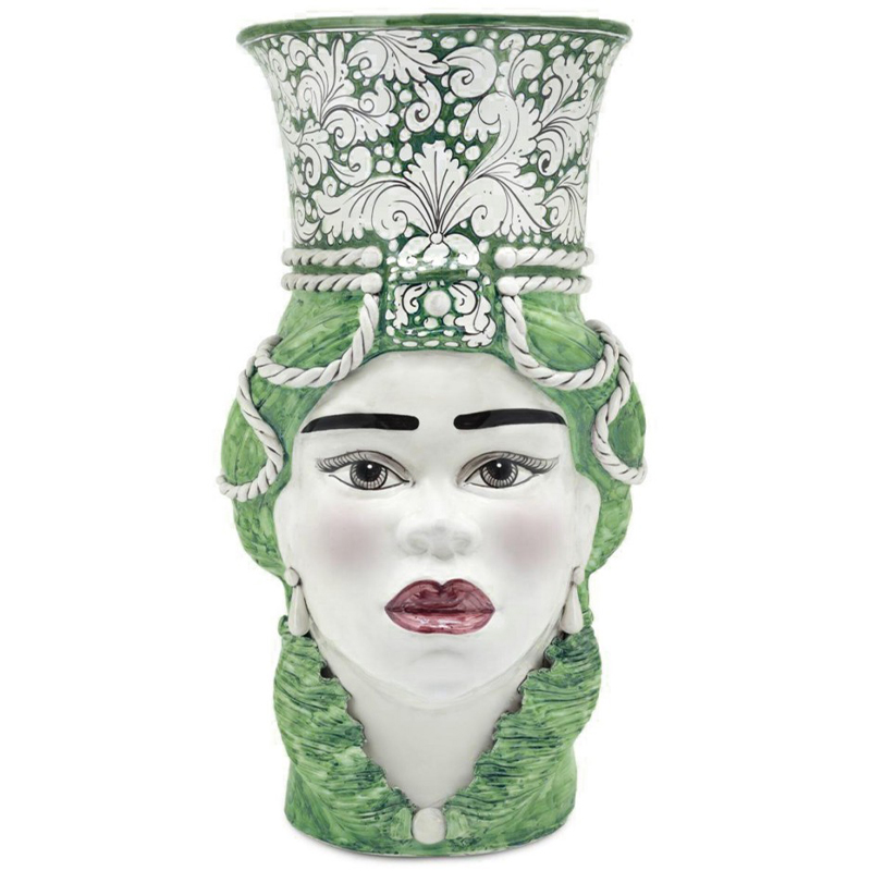 Ваза Vase Moro Lady Giant Ornate Green Зеленый Белый в Перми | Loft Concept 