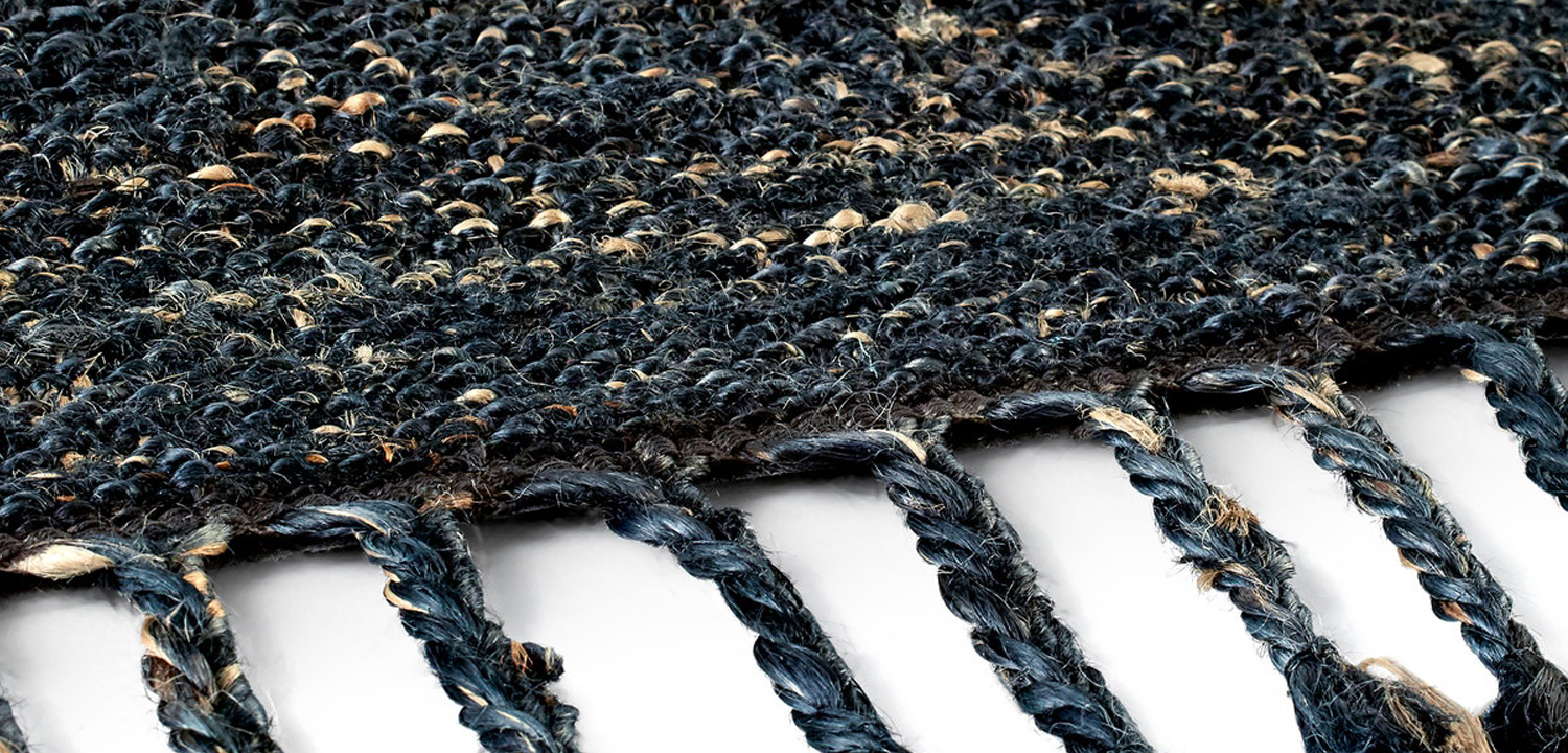 Ковер с бахромой Carpet blue 100% джут - фото