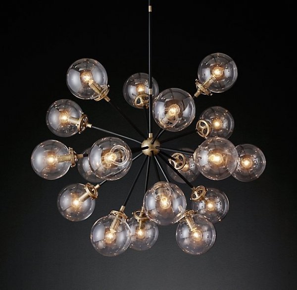 Люстра RH Bistro Globe Clear Glass Burst Chandelier 16 Латунь в Перми | Loft Concept 