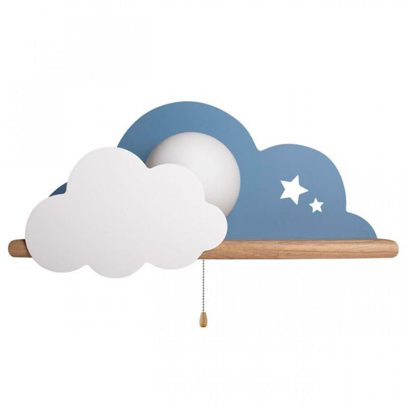 Бра с полкой голубое Облако Wall Lamp Blue Cloud Голубой Древесина в Перми | Loft Concept 