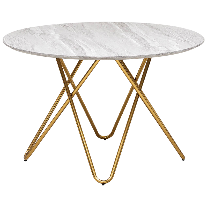 Обеденный круглый стол Alanis Round Dinner Table Золотой Белый Серый в Перми | Loft Concept 