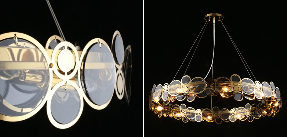 Люстра с дымчатым стеклом Golden Circles Люстра с дымчатым стеклом Golden Circles - Loft-Concept в Перми