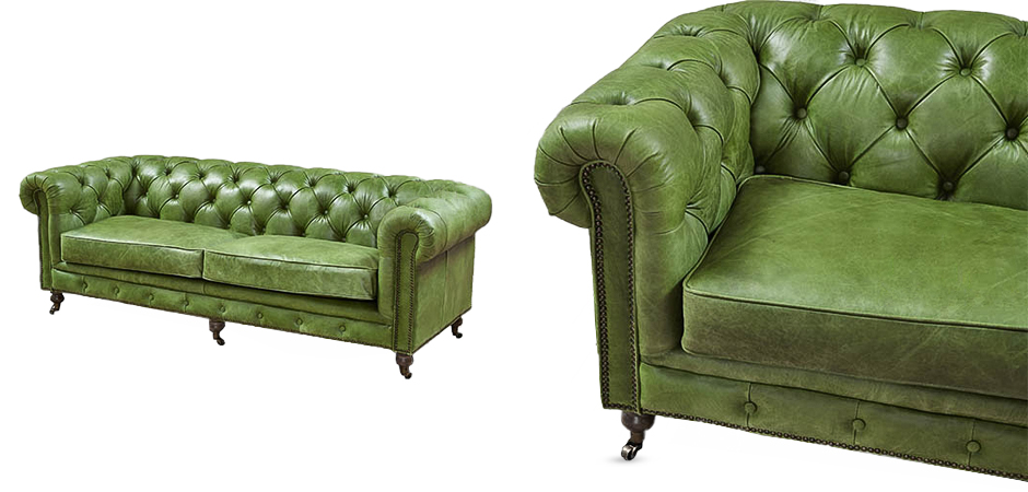 Диван Chesterfield leather Sofa green Диван Chesterfield leather Sofa green - Loft-Concept в Перми