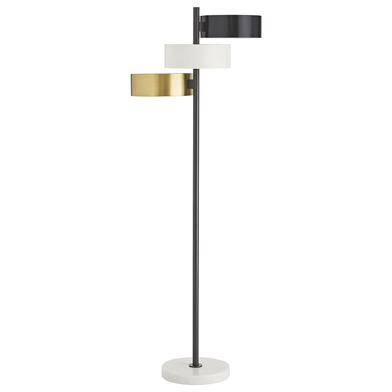 Торшер Arteriors HUTTON FLOOR LAMP Латунь Черный Белый в Перми | Loft Concept 