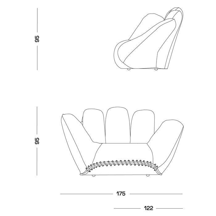 Дизайнерское кожаное кресло в форме руки Poltronova Joe Whip Armchair в Перми