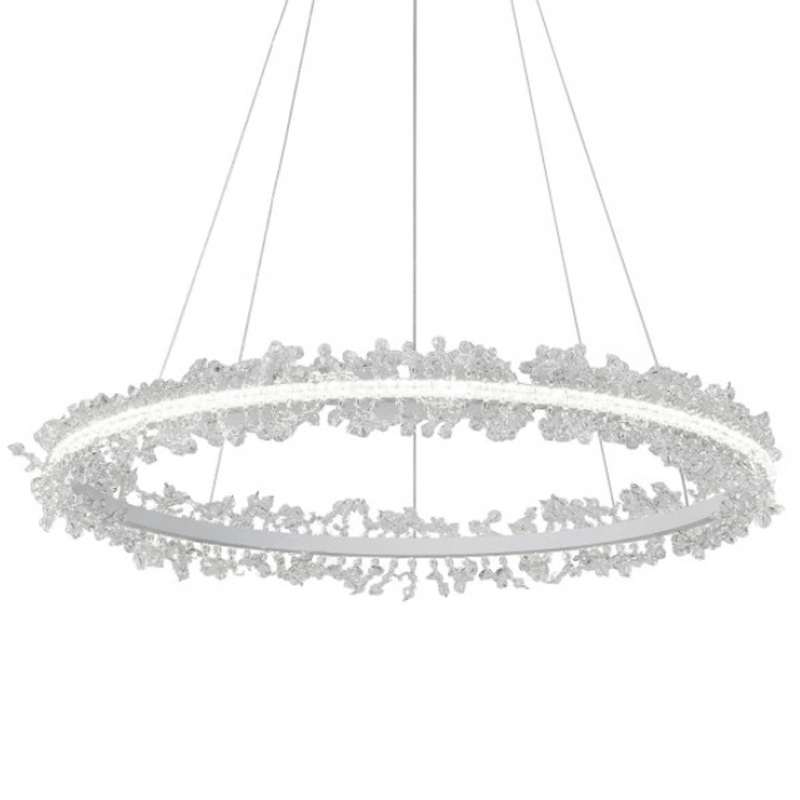 Crystal round chandelier Светильник Белое Кольцо из Хрусталя  Прозрачный Латунь в Перми | Loft Concept 