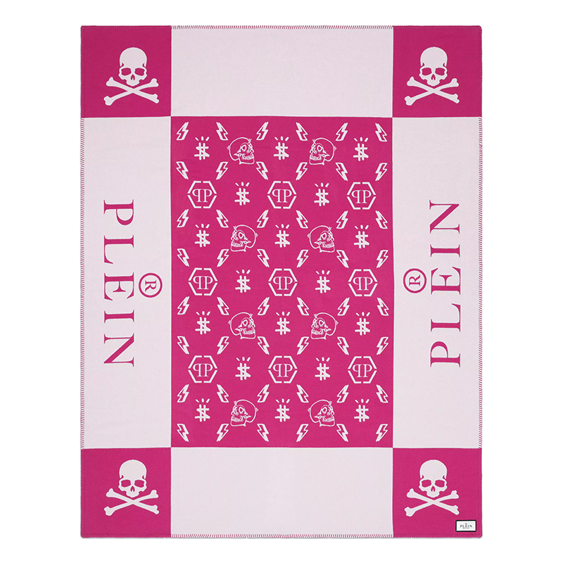 Плед Philipp Plein Plaid Cashmere Skull Pink Розовый Белый в Перми | Loft Concept 