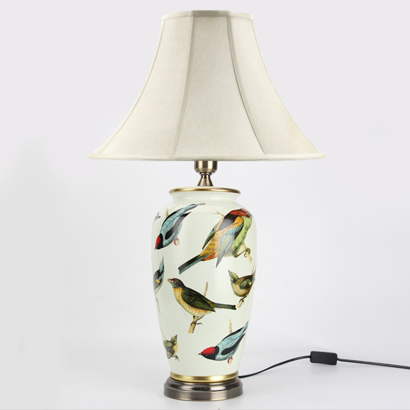 Настольная лампа Birds Blue Table lamp Белый Мульти Золотой в Перми | Loft Concept 