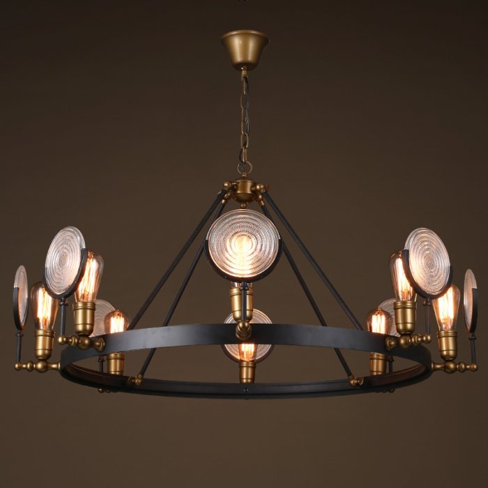 Люстра GASLIGHT LENS Chandelier 8 Черный в Перми | Loft Concept 