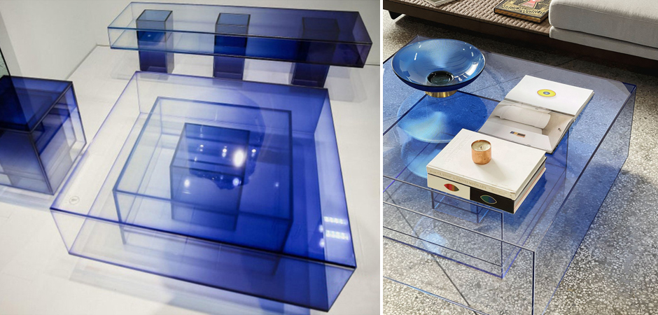 Кофейный Стол Null Blue Glass Clear Transition Color Coffee Table by Studio Buzao Customizable Кофейный Стол Null Blue Glass Clear Transition Color Coffee Table by Studio Buzao Customizable - Loft-Concept в Перми