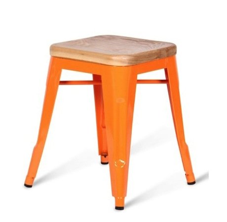 Кухонный стул Tolix Wood Seat Stool Черный Салатовый Нержавеющая сталь Красный Зеленый Желтый Голубой Белый Коричневый Оранжевый Древесина в Перми | Loft Concept 