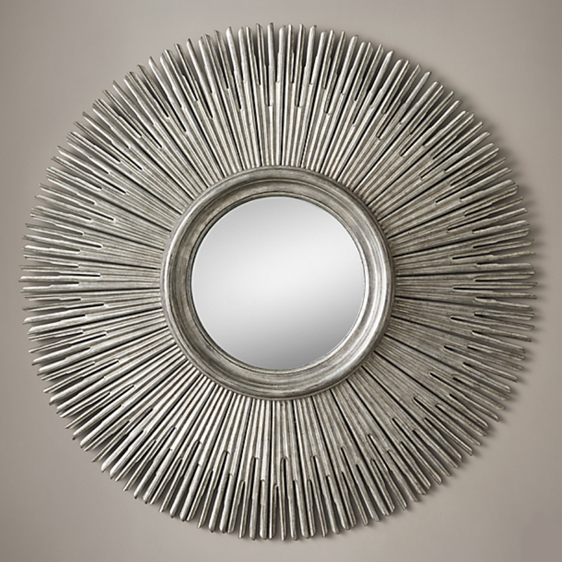 Restoration Hardware ROUND SUNBURST MIRROR Silver Серебро винтаж в Перми | Loft Concept 