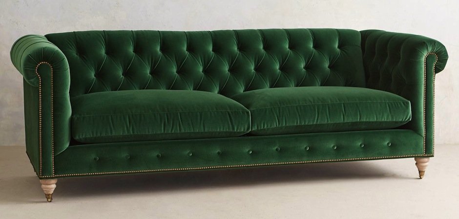 Трехместный диван Velvet Lyre Chesterfield Sofa Трехместный диван Velvet Lyre Chesterfield Sofa - Loft-Concept в Перми