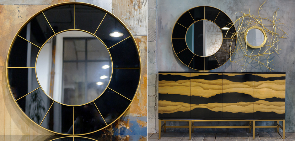 Зеркало Sectors Circle Mirror black Зеркало Sectors Circle Mirror black - Loft-Concept в Перми