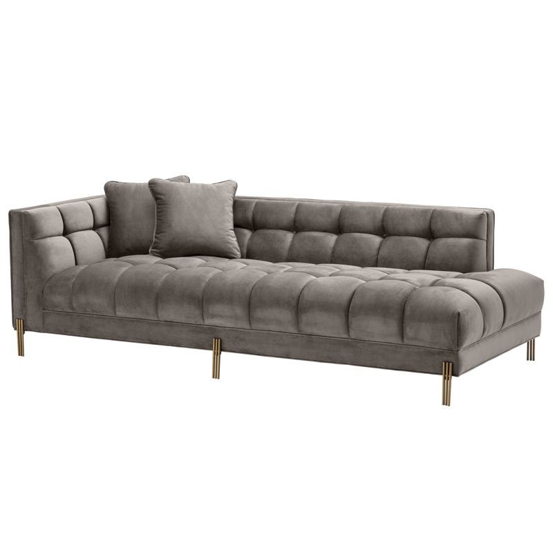 Кушетка Eichholtz Lounge Sofa Sienna Left Серый Матовая латунь в Перми | Loft Concept 