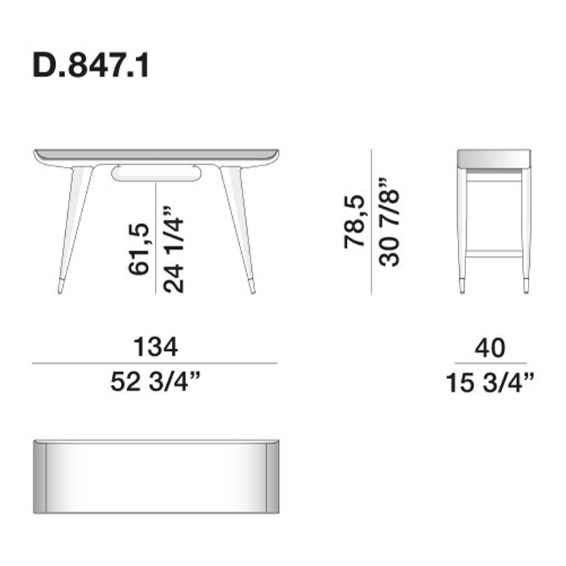 Дизайнерский рабочий стол из массива дерева Gio Ponti D.847.1 Writing Desk в Перми