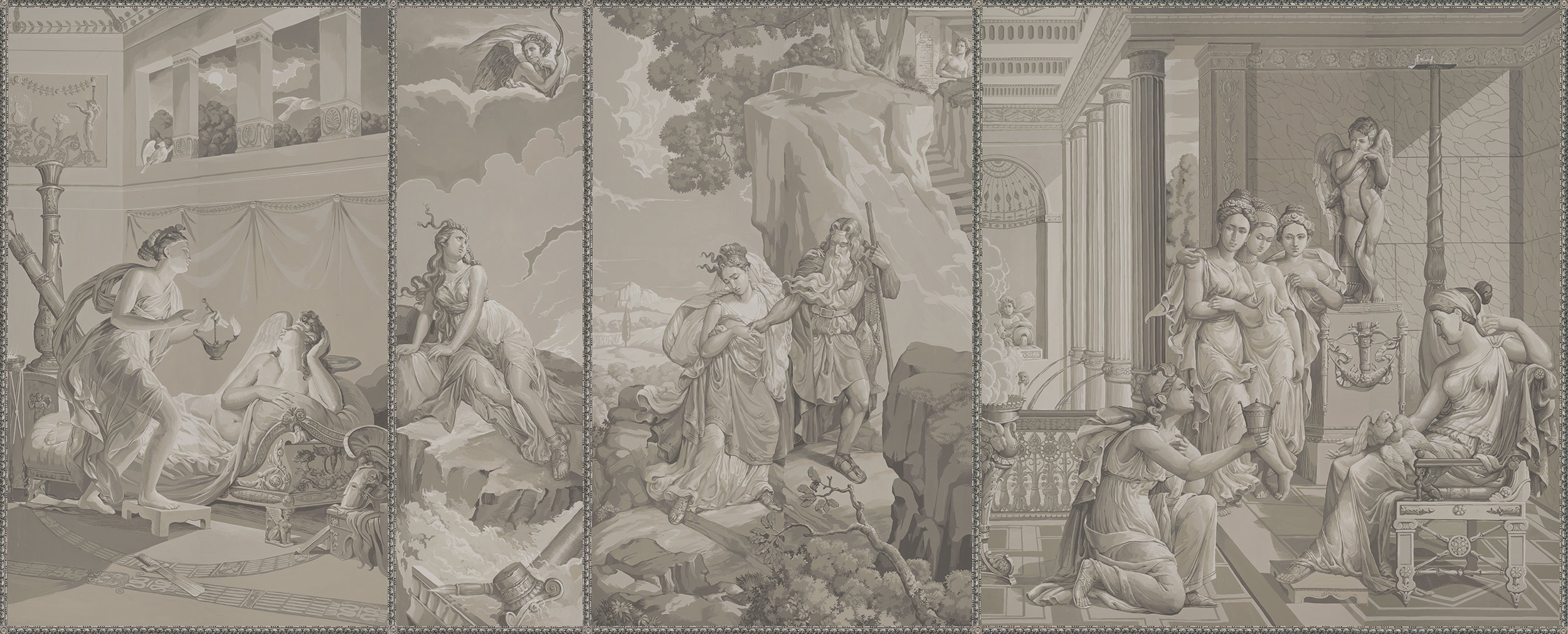 Обои ручная роспись Cupid & Psyche Terre Fonc?e on scenic paper Обои ручная роспись Cupid & Psyche Terre Fonc?e on scenic paper - постер Loft-Concept в Перми
