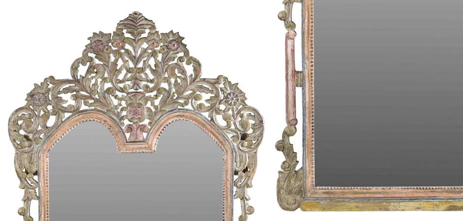 Зеркало из массива тика с растительным орнаментом Зеркало из массива тика с растительным орнаментом - Loft-Concept в Перми