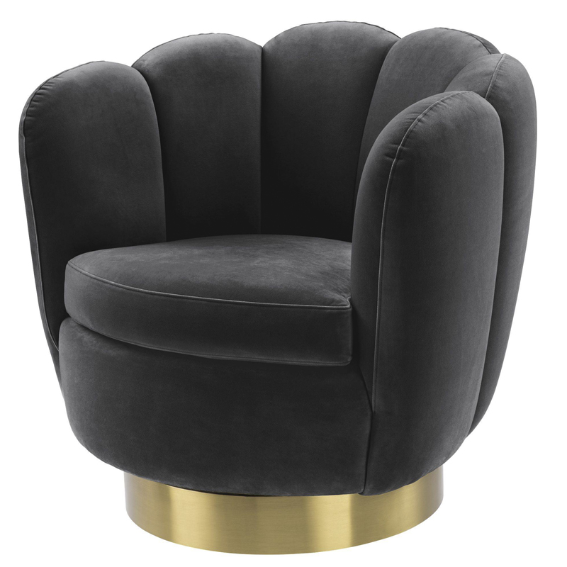 Кресло Eichholtz Swivel Chair Mirage dark grey Серый Матовая латунь в Перми | Loft Concept 