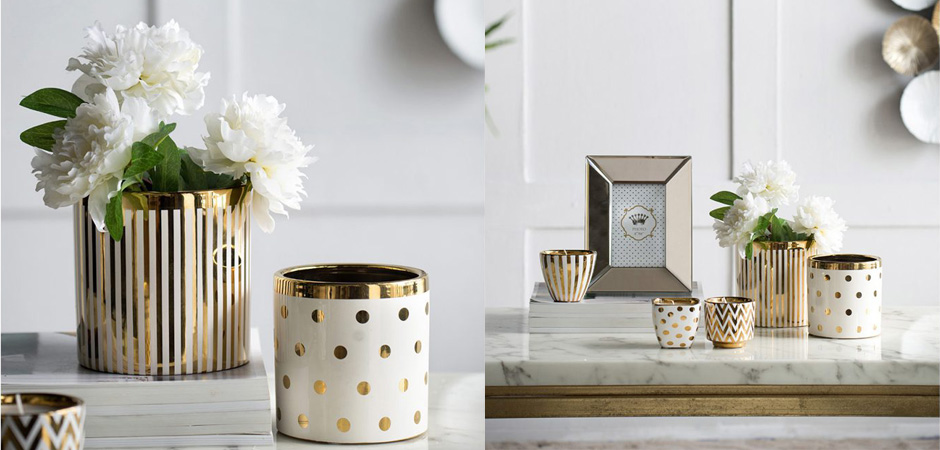 Ваза Gold & White Stripes Ваза Gold & White Stripes - Loft-Concept в Перми