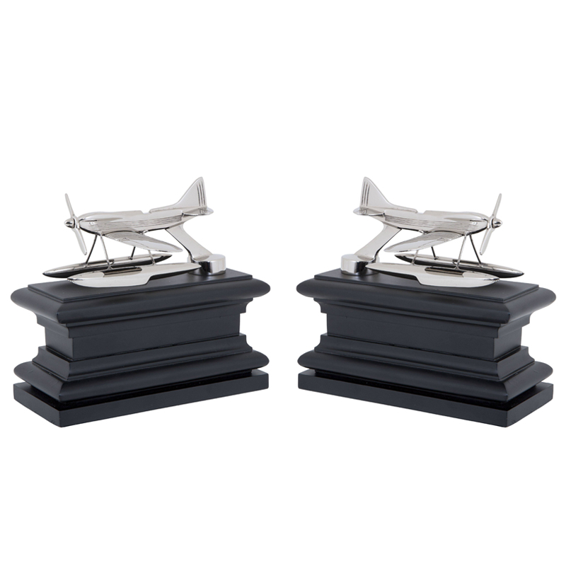 Держатель для книг Eichholtz Bookend Hydroplane set of 2 Nickel Никель Черный в Перми | Loft Concept 