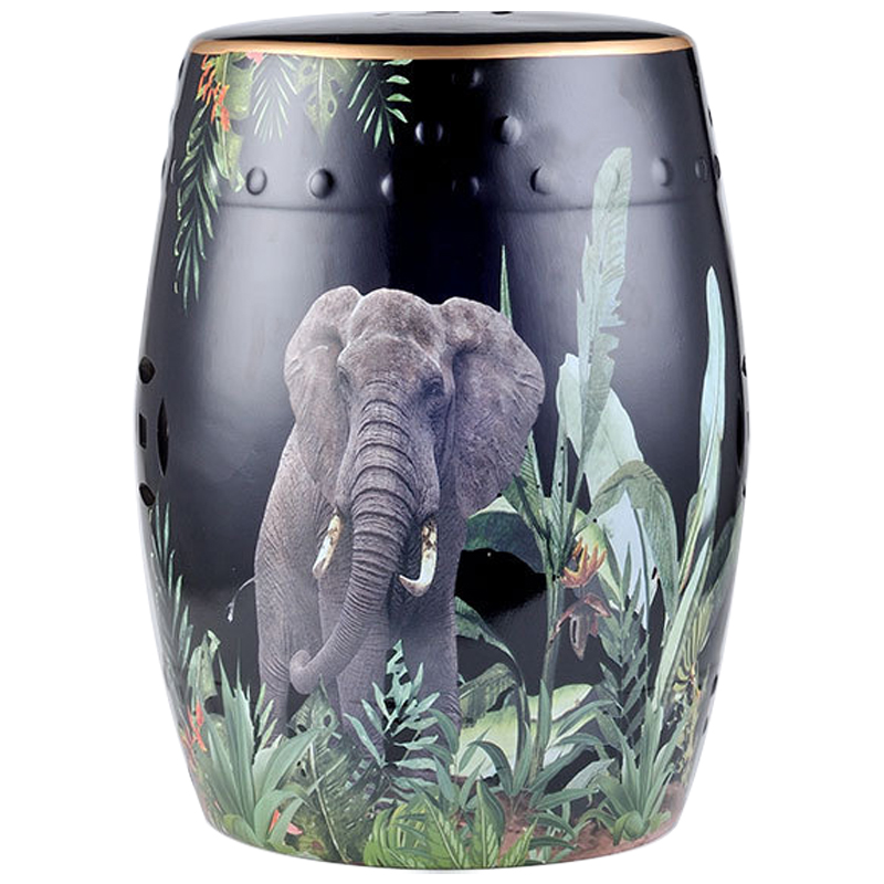 Керамический табурет Elephant Tropical Animal Ceramic Stool Black Черный Зеленый Серый в Перми | Loft Concept 