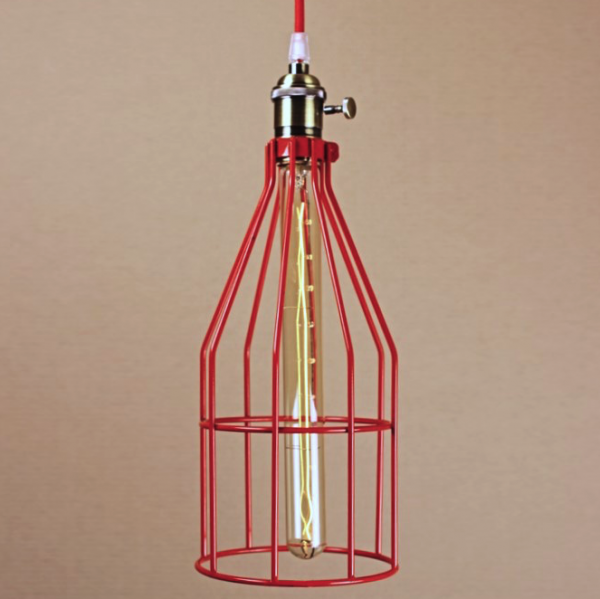 Подвесной светильник Wire Cage Pendant Twix Red Красный в Перми | Loft Concept 