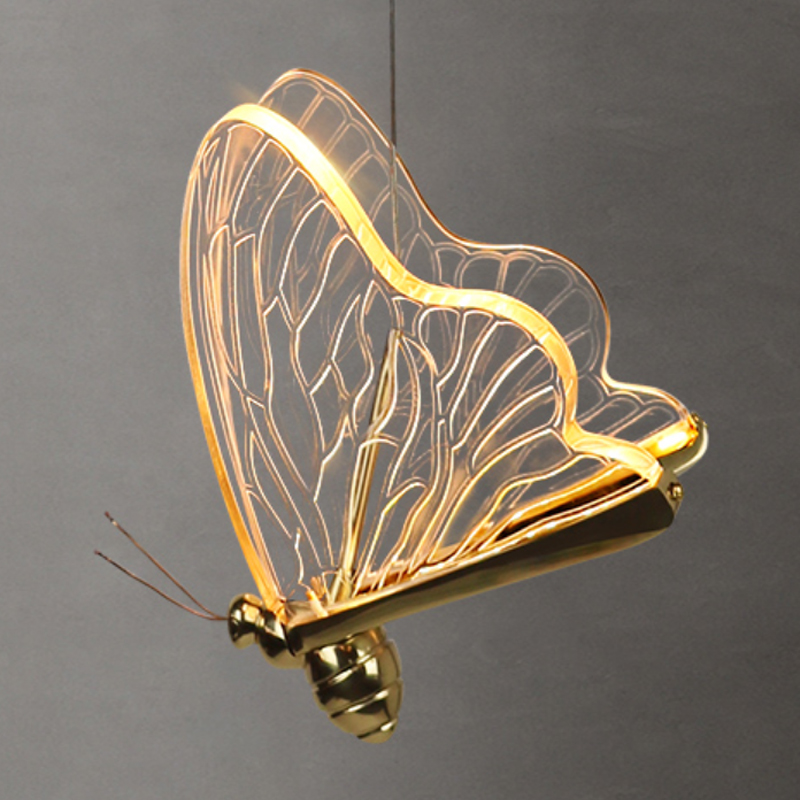 Люстра Glass butterfly chandelier C Глянцевое золото Прозрачный Черный в Перми | Loft Concept 