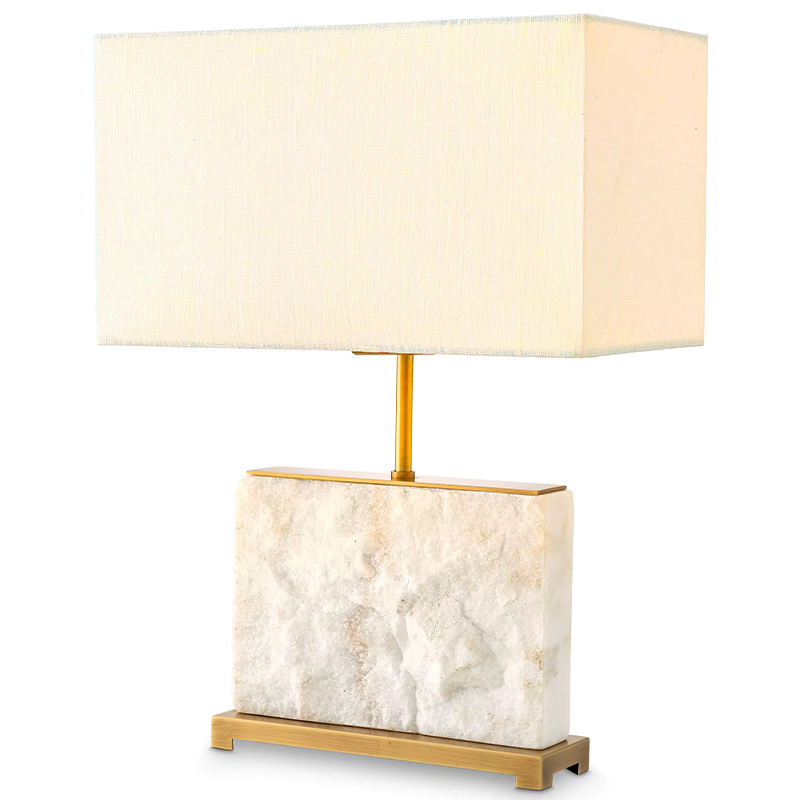 Настольная лампа Eichholtz Table Lamp Newton S Marble Белый Мрамор Bianco Латунь Кремовый в Перми | Loft Concept 