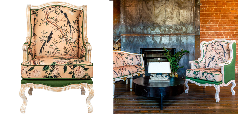 Кресло Beige and Green Chinoiserie Armchair Кресло Beige and Green Chinoiserie Armchair - Loft-Concept в Перми