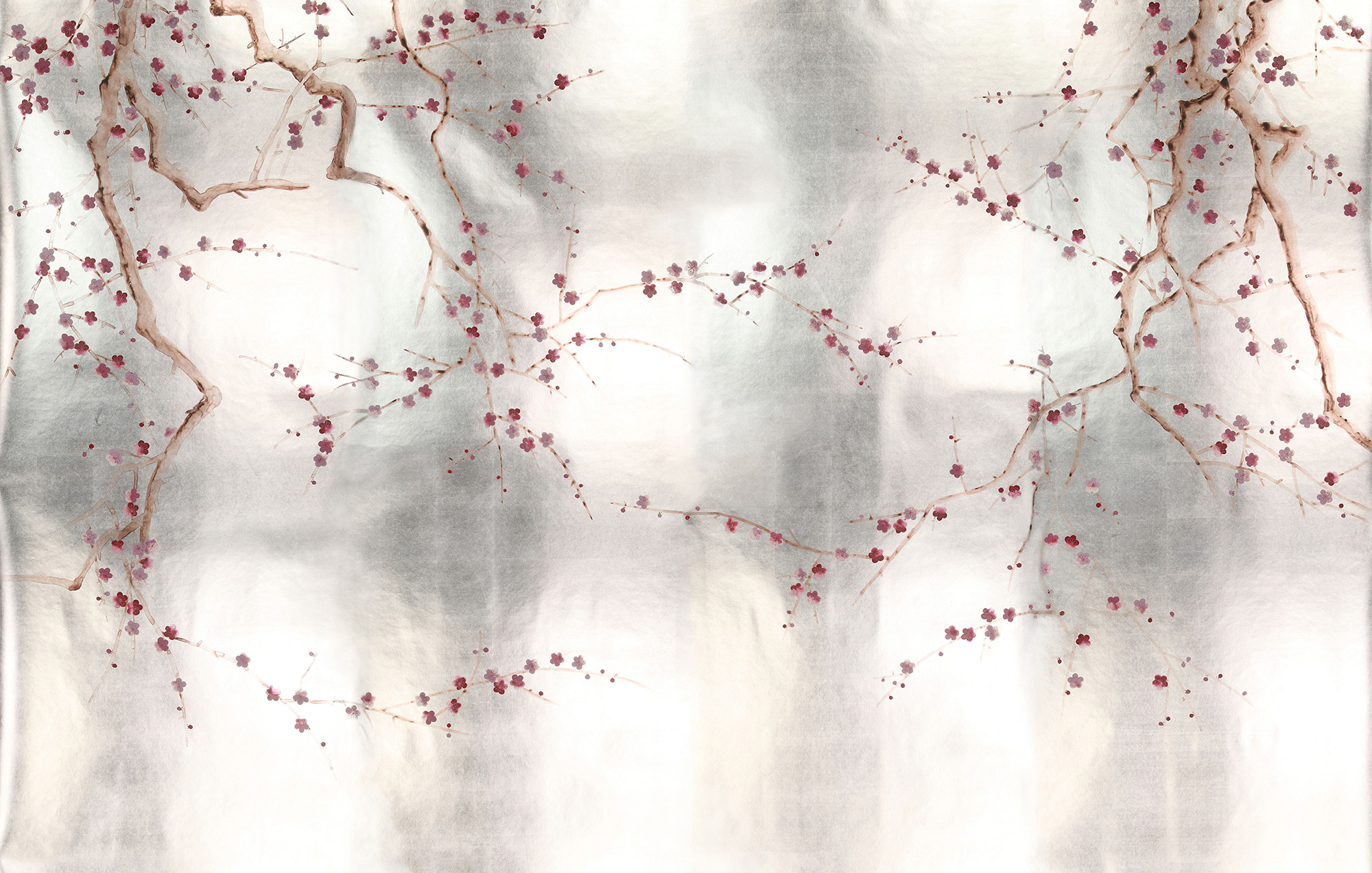 Обои ручная роспись Plum Blossom Blossom on Tarnished Silver gilded paper Обои ручная роспись Plum Blossom Blossom on Tarnished Silver gilded paper - постер Loft-Concept в Перми