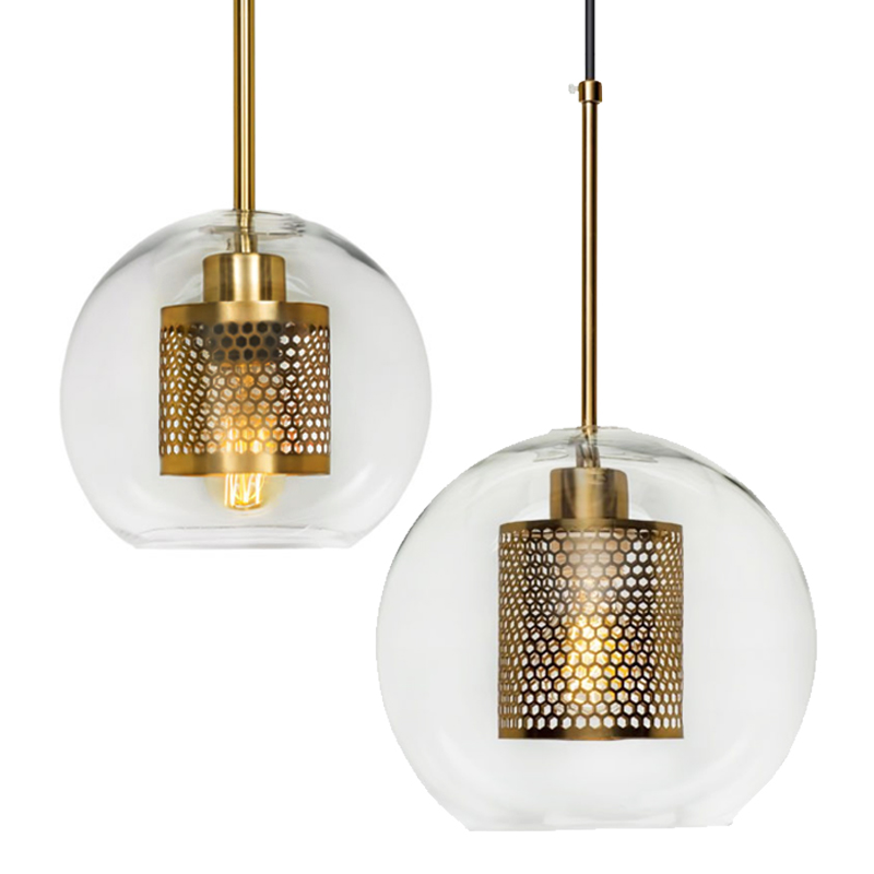 Perforated Vessel Pendant Lamp Gold Ball Золотой Прозрачное Стекло в Перми | Loft Concept 