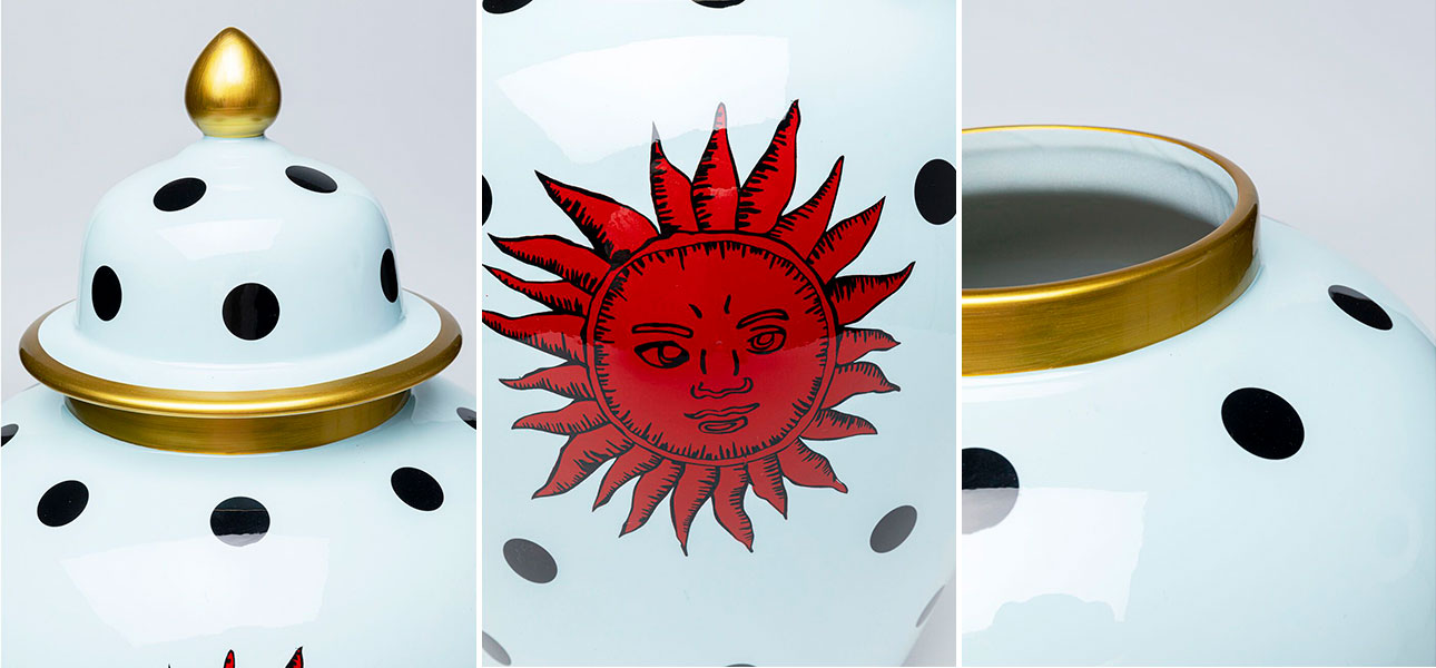 Ваза с крышкой белая Red Sun - фото №1