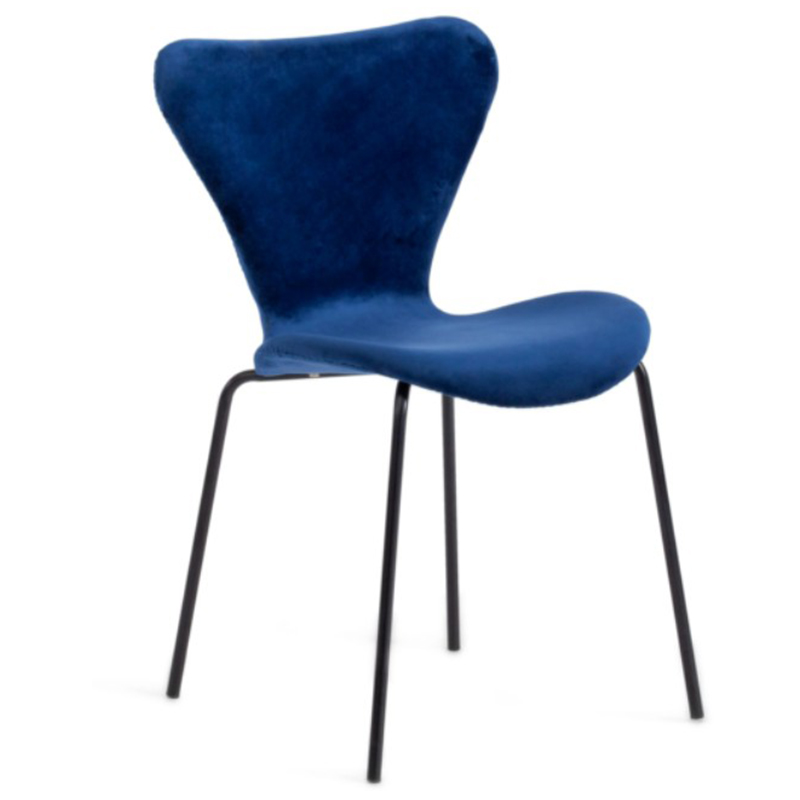 Стул Julissa Blue Chair флок Синий Черный в Перми | Loft Concept 