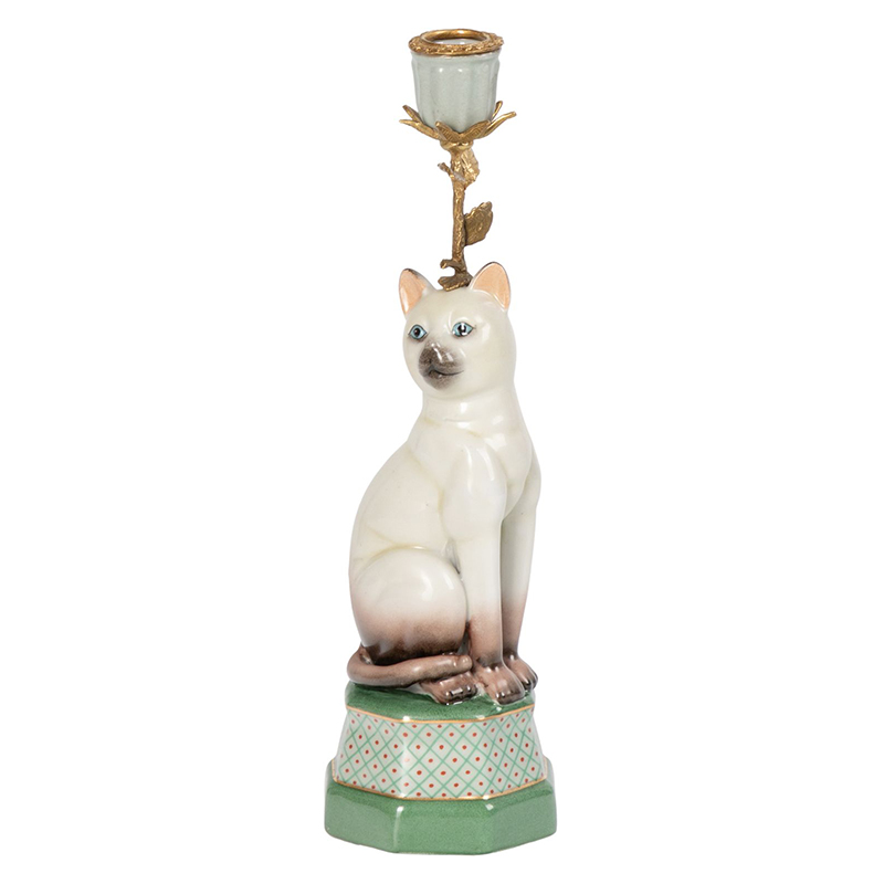 Подсвечник фигурка Кошка Candlestick cat Белый Мульти в Перми | Loft Concept 