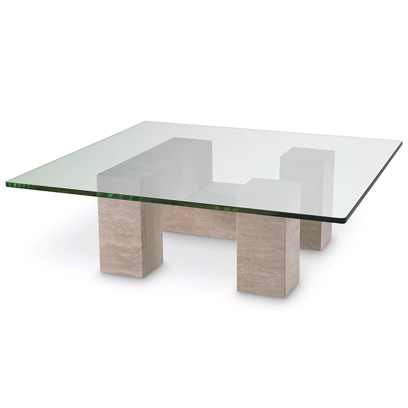 Кофейный стол Eichholtz Coffee Table Ikal Прозрачное Стекло Песочный в Перми | Loft Concept 